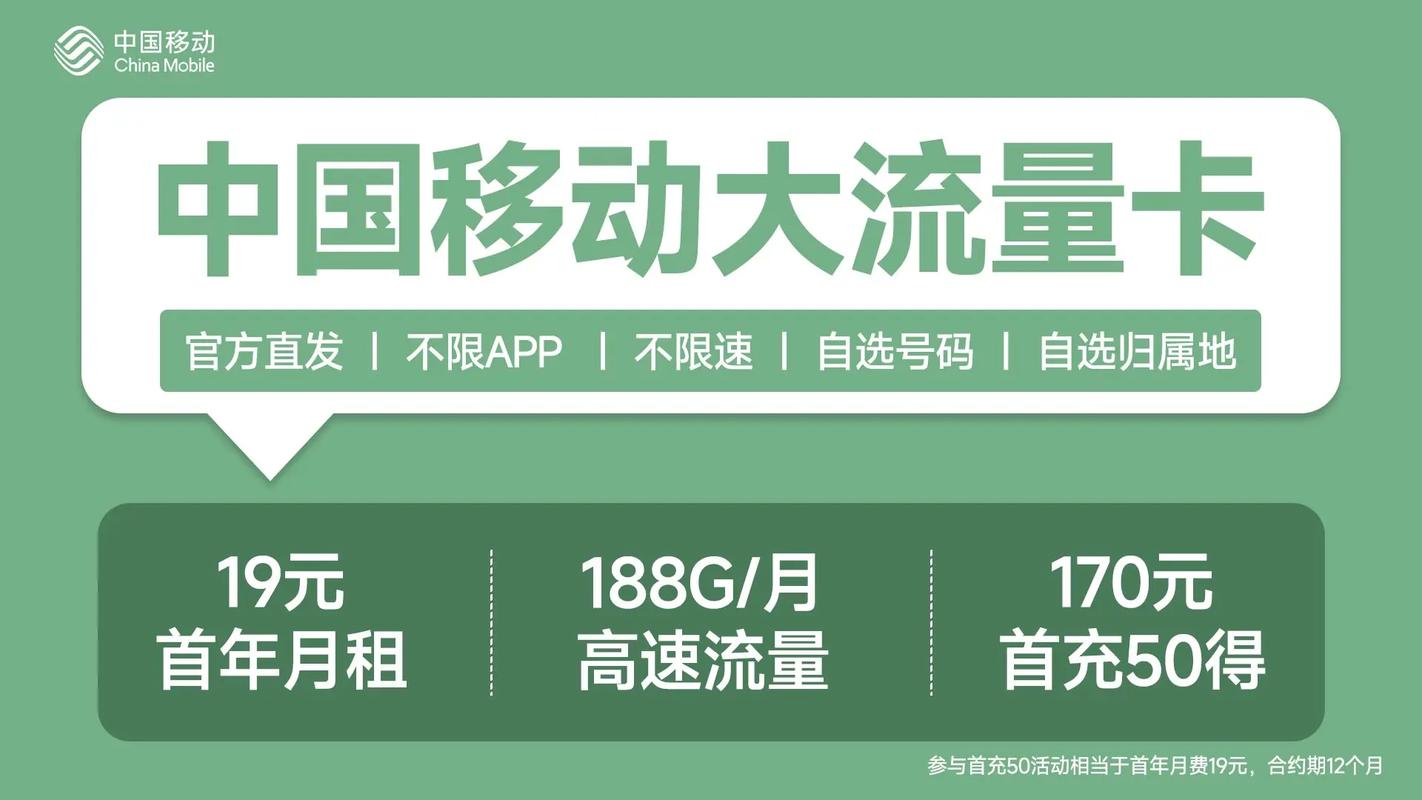 惊了中国移动每月188g全国可用流量卡官方发卡包邮到家