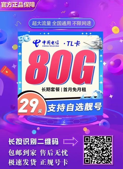 电信tl卡29元80g可选号