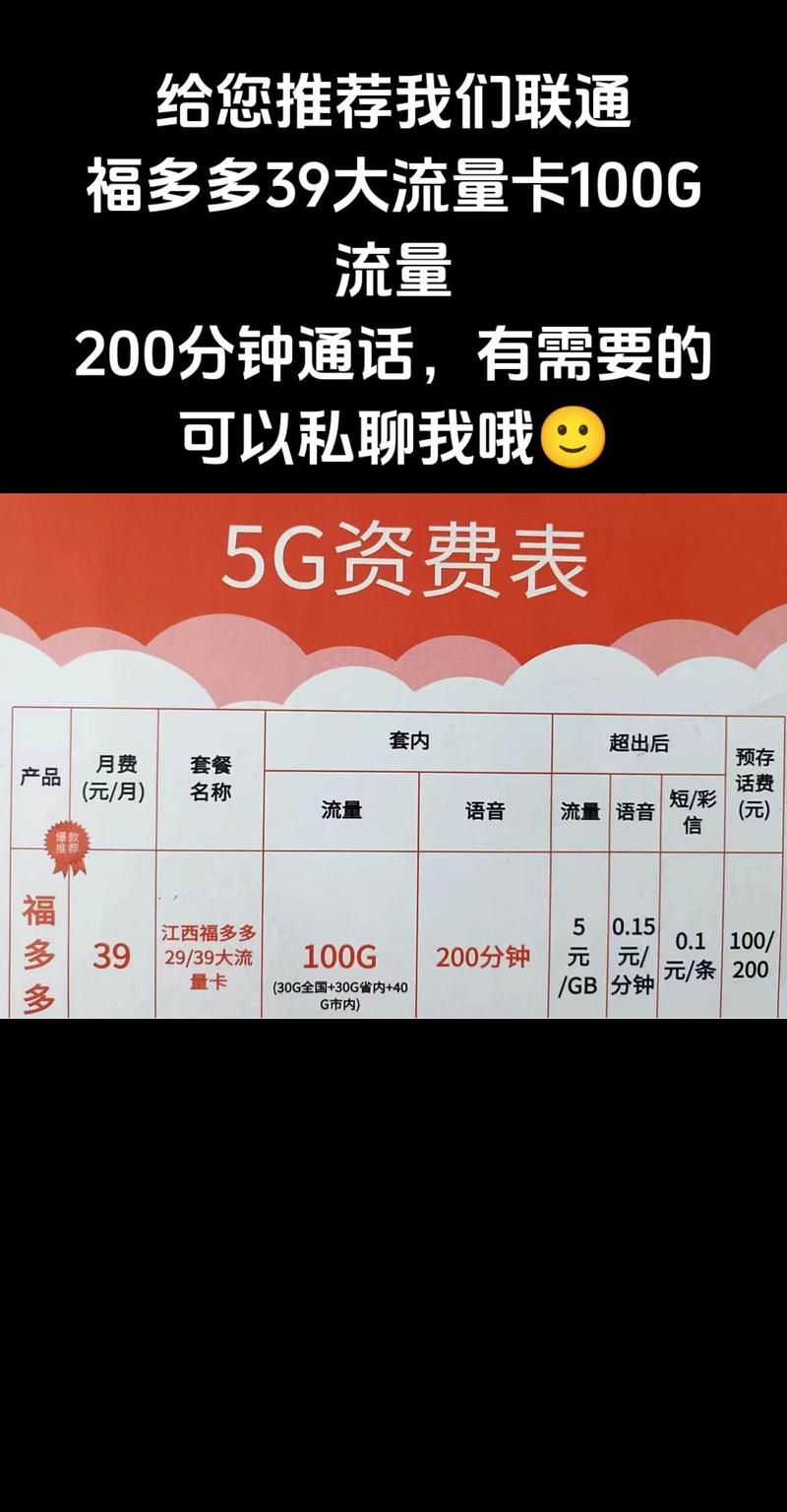 给您推荐我们联通福多多39大流量卡100g流量 200分钟通话优惠活动