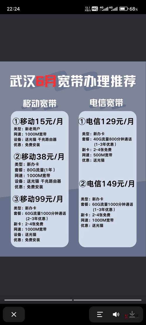 说只要有武汉移动卡月租18以上就能搞15元月得移动千兆我不打游