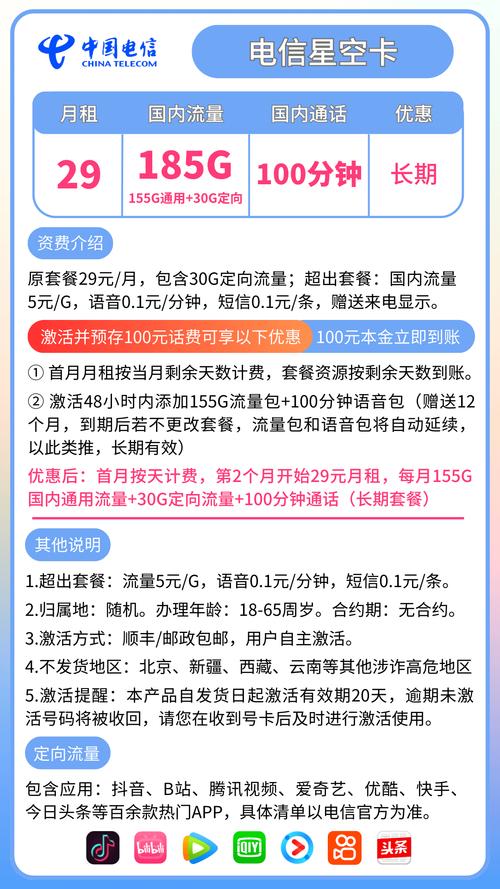 最划算的流量卡之一电信星空卡