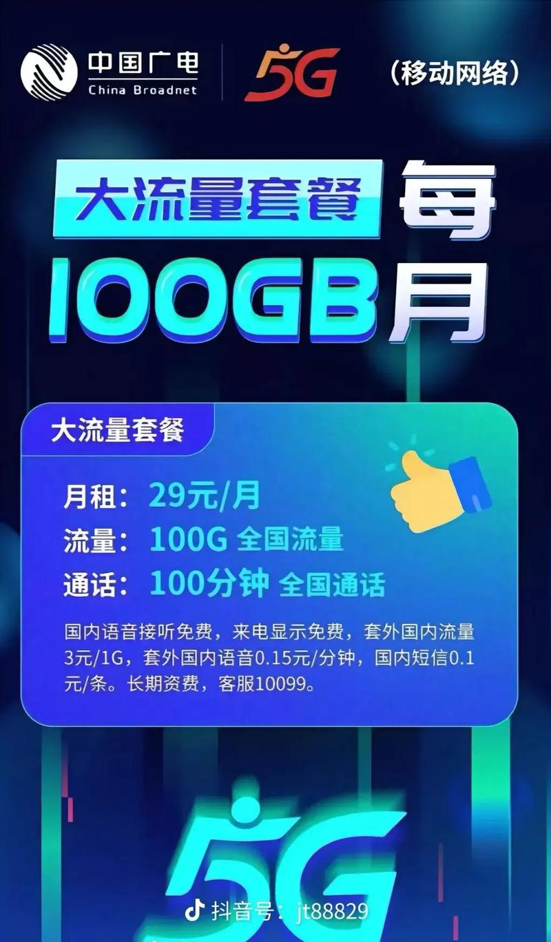 广电包年卡248元年每月100g流量100分钟语音流