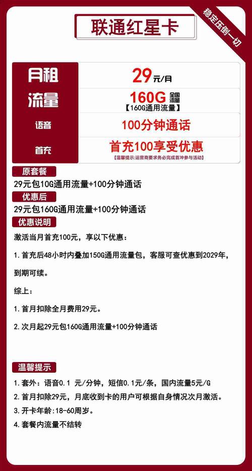 手机套餐还能这么省29元狂送160g流量抓紧上车优惠红星资费