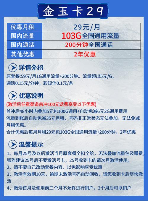 联通流量王详情图01中国联通金玉卡29元103g全国通用不限速流量