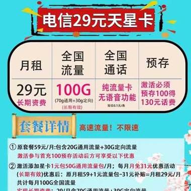 电信29元星卡套餐详情