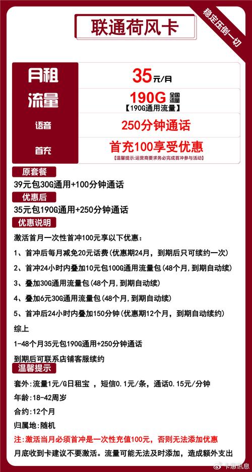 三大运营商优惠号卡套餐联通六