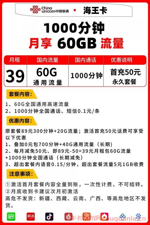 联通39元流量卡套餐详细介绍