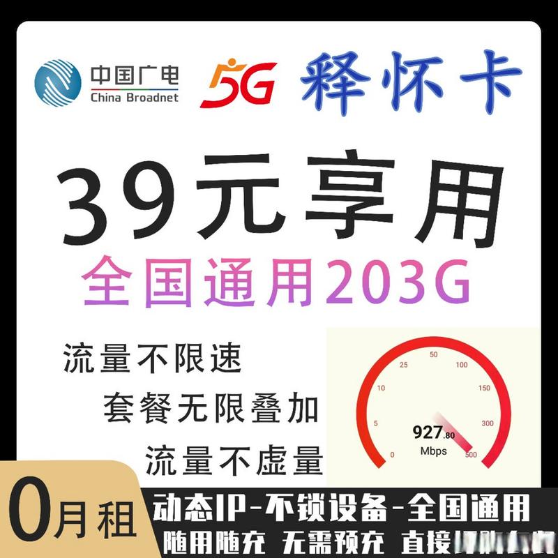 纯流量卡广电0月租流量卡 不限速不限app通用流量不虚 运费6块