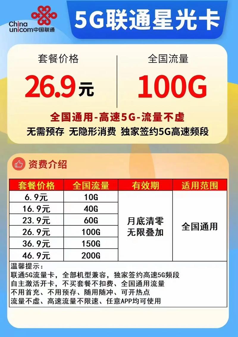 全国通用套餐 流量卡 物联卡 5g套餐 5g联通星