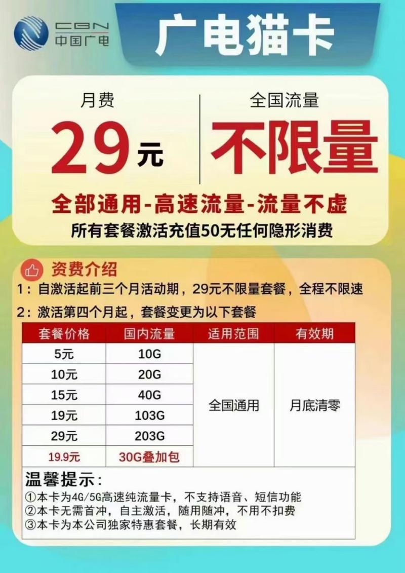 办一张无限流量卡要多少钱
