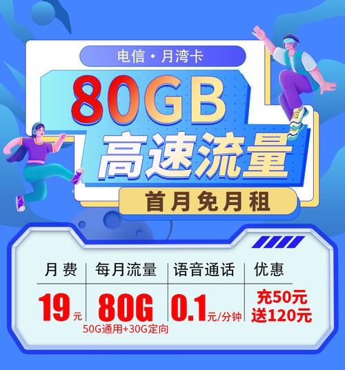 电信月湾卡19元月租 50g通流量 30g定向流量