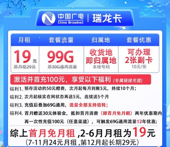 china broadcast 中国广电 瑞龙卡半年19元月租本地靓号 99g全国高速