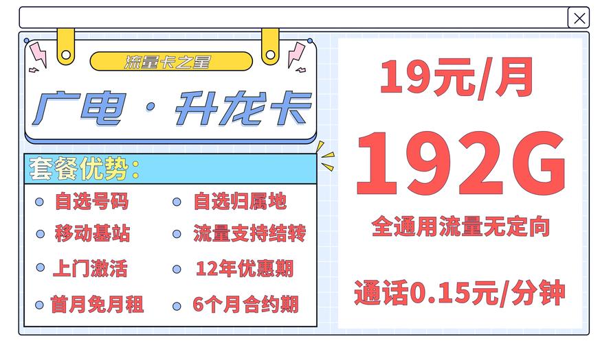 广电升龙卡19元192g流量 流量支持结转