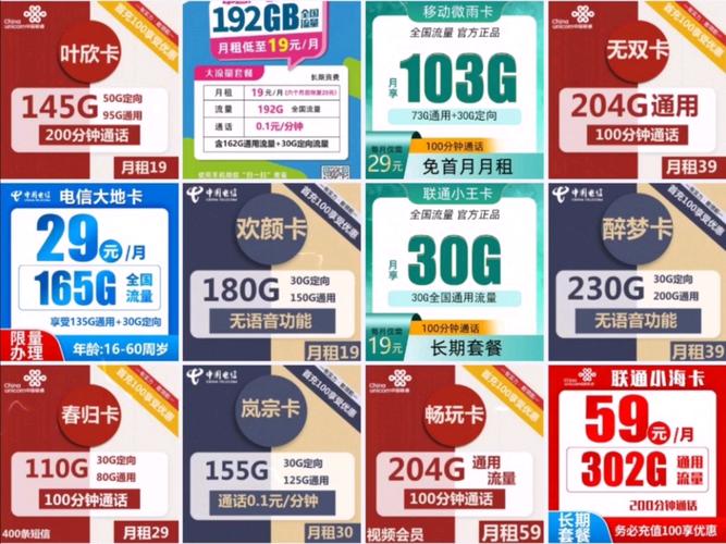 4月最新流量卡汇总低月租大流量联通电信移动广电都有白嫖了