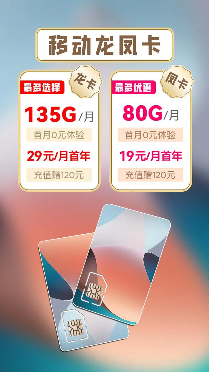 中国移动官方卡每月135g流量 月租29元每月80g流量