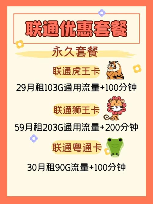 以下皆为永久套餐联通虎王卡月租29流量103g全部通用通话赠送