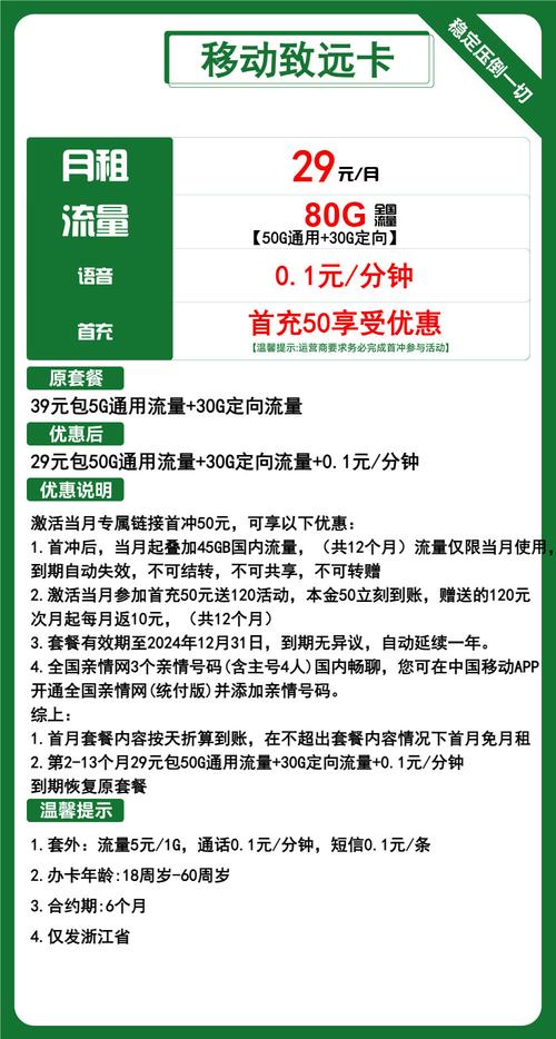 全国四大运营商优惠号卡套餐之29元月租套餐4