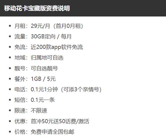 移动花卡宝藏版19套餐办理入口移动花卡宝藏版29套餐2025版