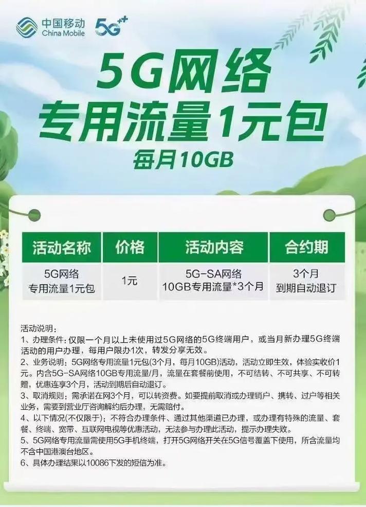 用5g手机的客户有福了1元30g流量包 分3个月 每个月