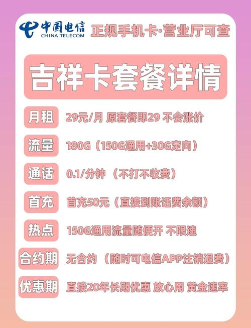 20年优惠电信卡29元畅享180g流量