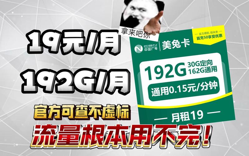 发货地广广电美兔卡19元192g流量