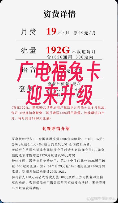 广电福兔卡192g流量两年优惠升级成长期