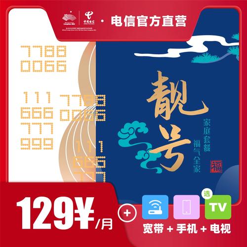 官方旗舰店杭州浙江中国电信宽带新装全家5g靓号129家庭套餐300m