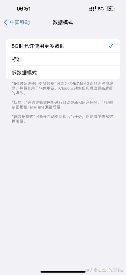 苹果iphone开启移动卡5g单模流量使用方法