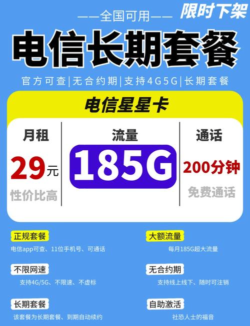 电信29元185g流量卡长期套餐来了