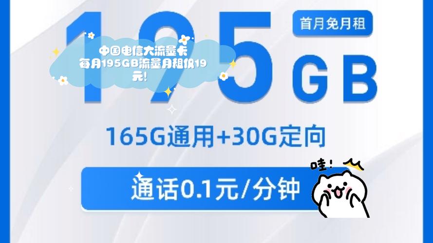 中国电信大流量卡每月195gb流量月租仅19元