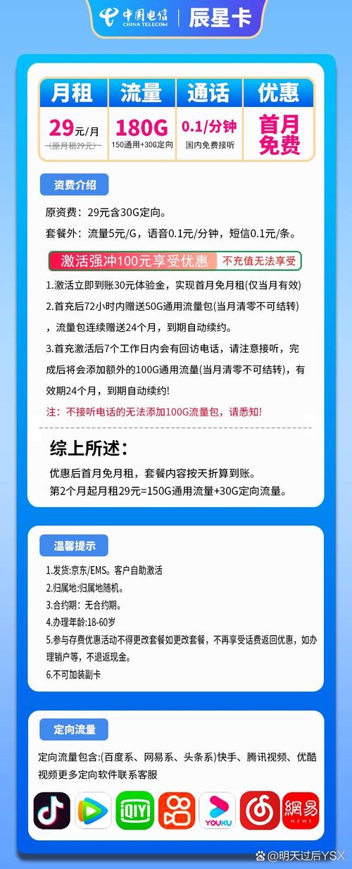 电信上架长期套餐长期29月租170g实际是180g 流量套餐随时下架且行