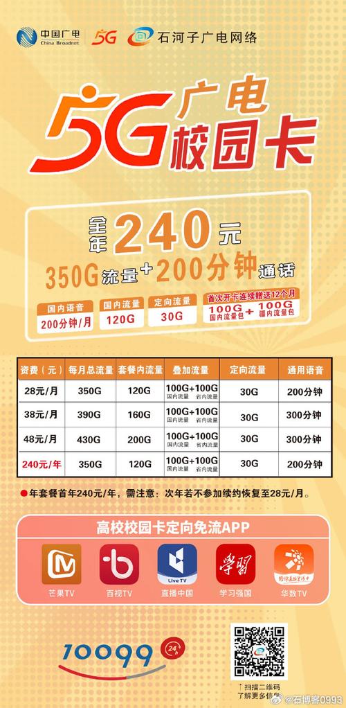 中国广电校园卡流量超大套餐超值办广电校园卡省心更实惠青春更