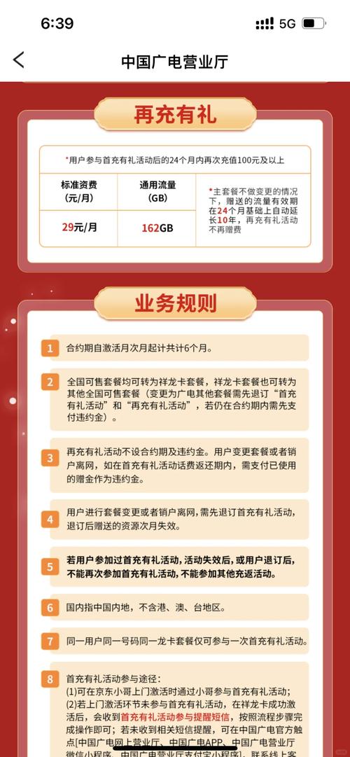 中国广电祥龙卡19元月享196g流量