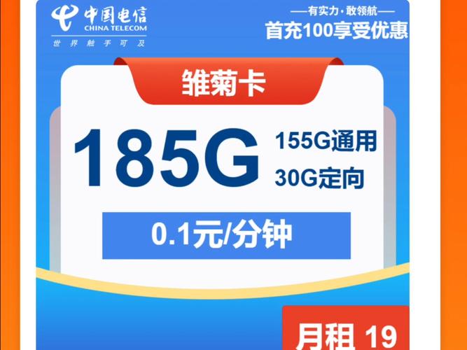 电信雏菊卡19元包155g通用 30g定向 通话01元分钟