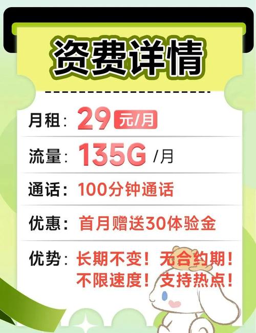 电信135g流量卡29元月租超值优惠