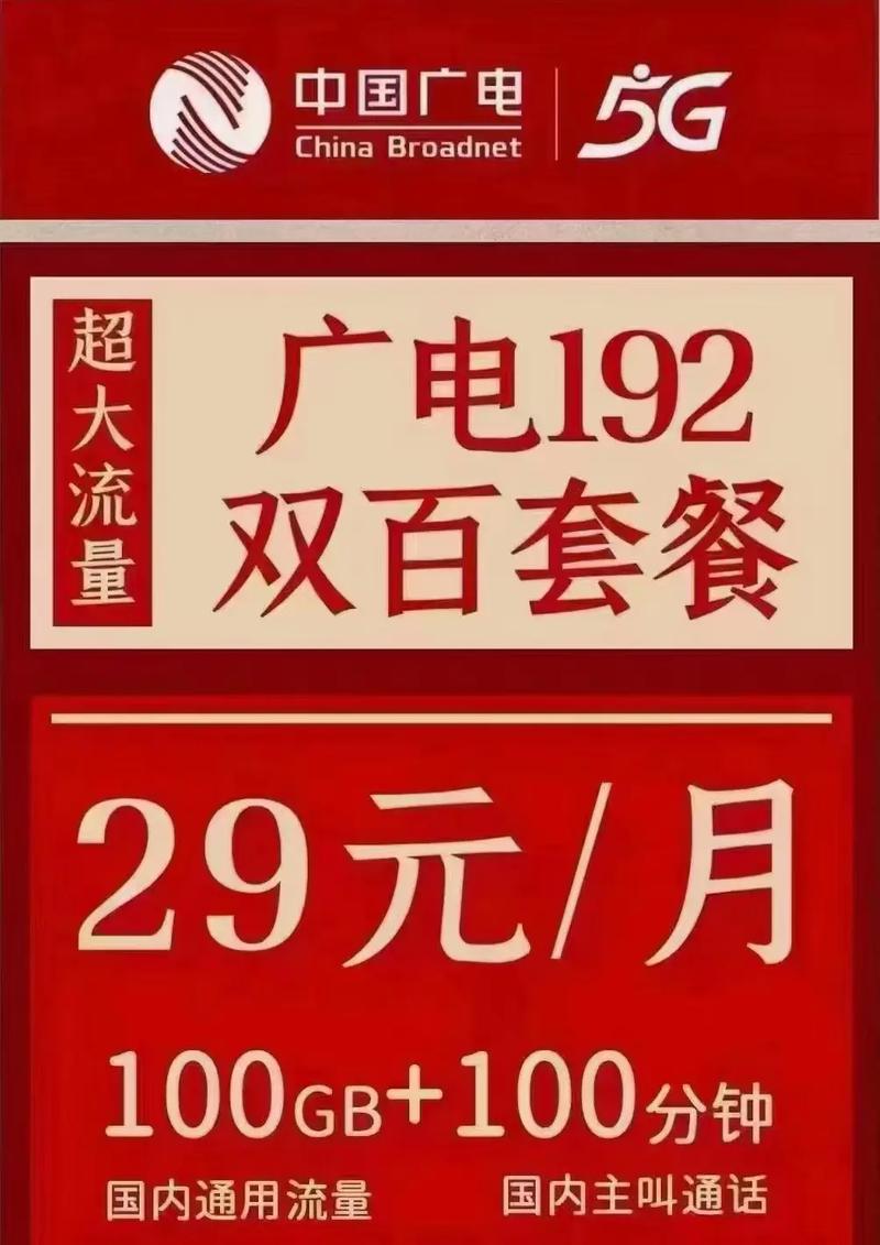 烟花中国广电卡烟花29元100g流量100分钟通话