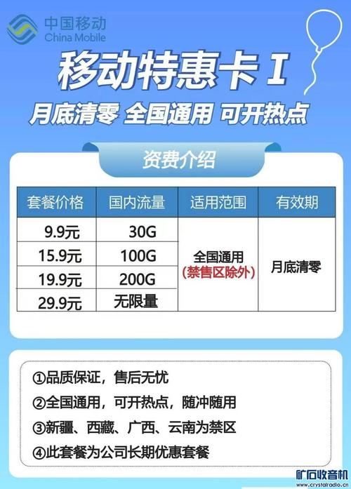 9元200g移动全国流量卡