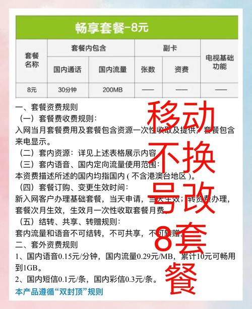 中国移动8元套餐办理全攻略