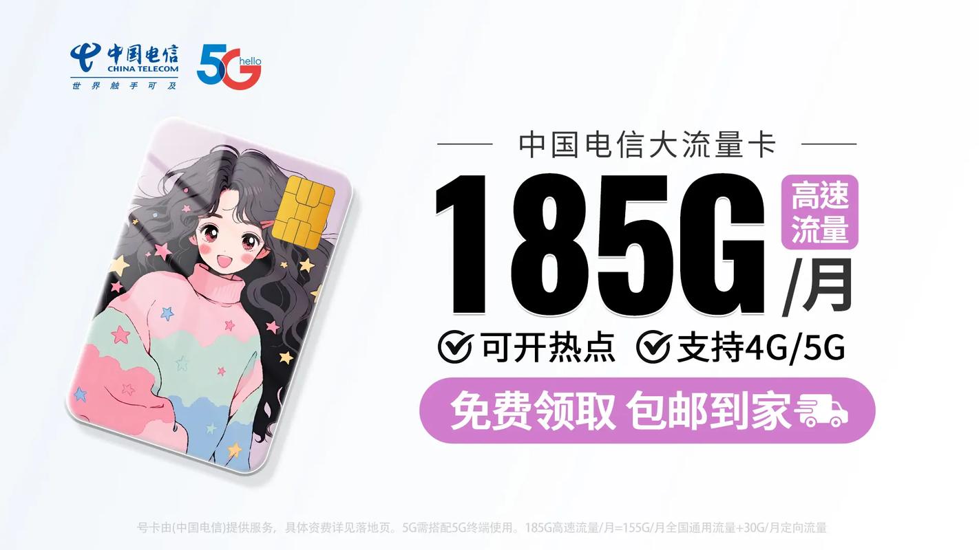 本地今日电信免费发放1万张卡185g通用流量月 自选号码 支持5g网络