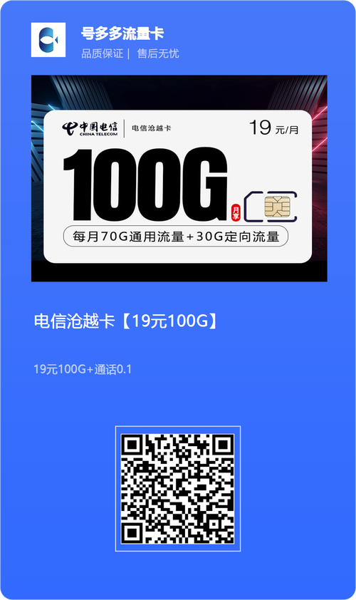 电信沧越卡19元100g