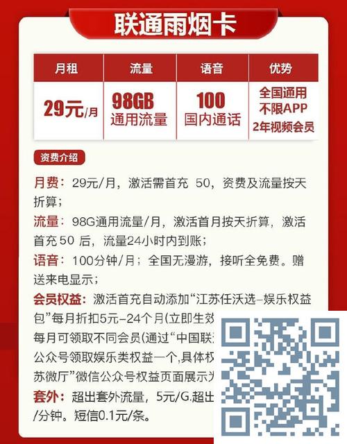 联通雪花卡29元月包103g通用流量 100分钟通话 去店铺自助挑选申请