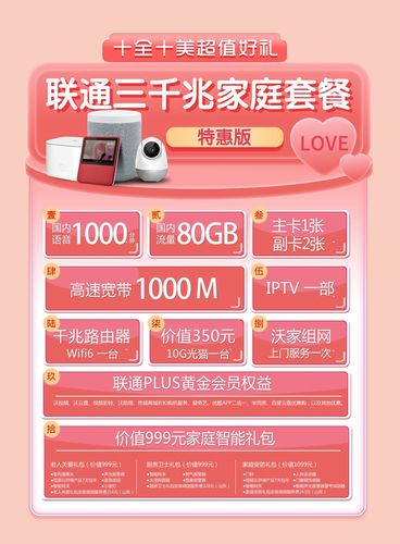联通三千兆家庭套餐 十全十美享好礼