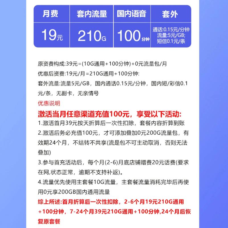 江苏联通王炸套餐来袭19元畅享210g 100分钟网