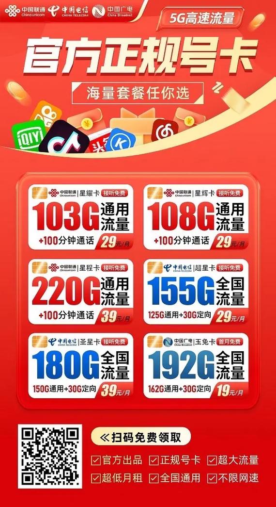 中国联通5g套餐月租每月只要29元 135g通用流量 10