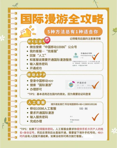 别忘了先开通手机卡的国际漫游功能这样你就可以畅游世界无需担心