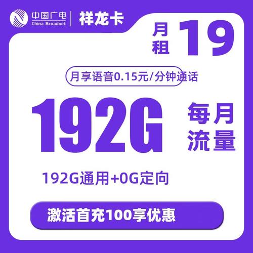 广电祥龙卡19元192g10年套餐