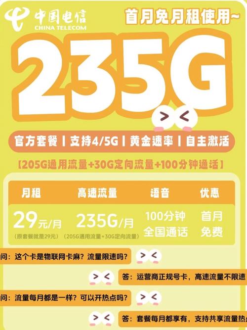 电信套餐29元享235g 100分钟全国可用赞