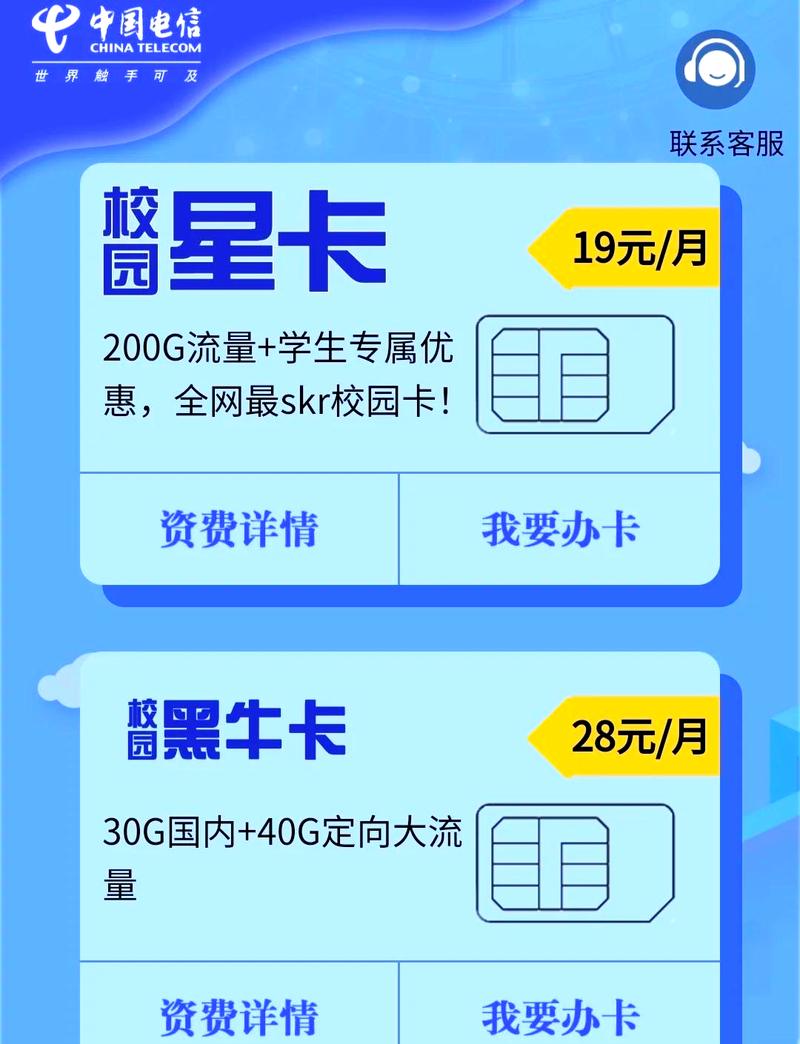 校园星卡月租仅需19 9元就享有30g国内通用流量和200g定向流量上