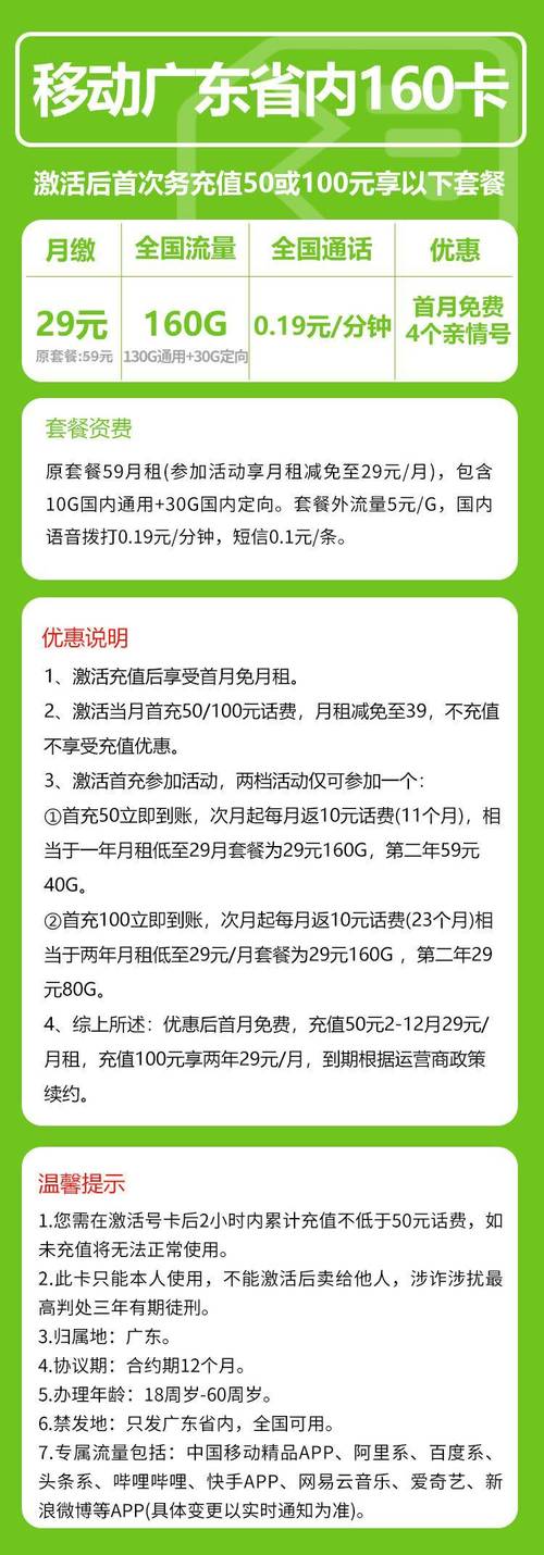 移动优享套餐29元160g全国流量4各亲情号值不值得申请