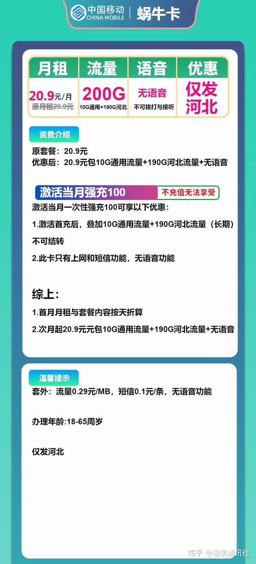 月租209元200g移动蜗牛卡实测河北宅家党的流量自由密码